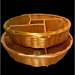 Set of 2 Compartment Wicker Baskets